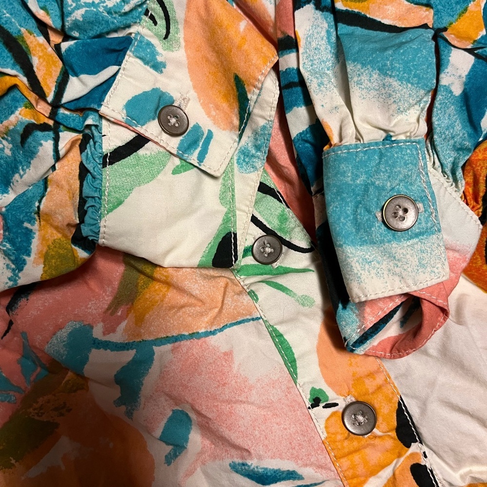 Anthropologie Orange and Green Abstract Blouse - Picture 5 of 6